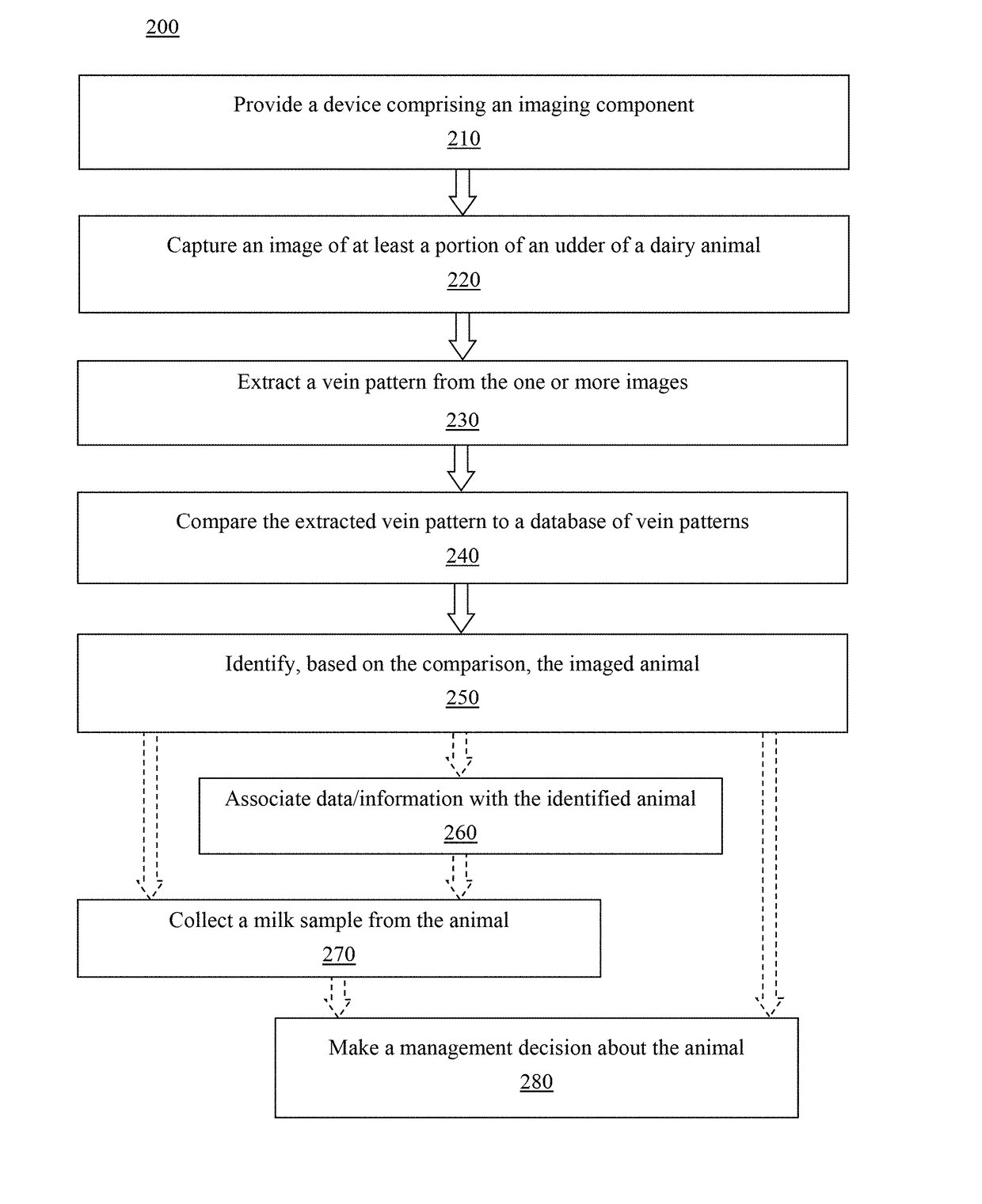 Methods and Systems for Biometric Identification of Dairy Animals Using Vein Pattern Recognition