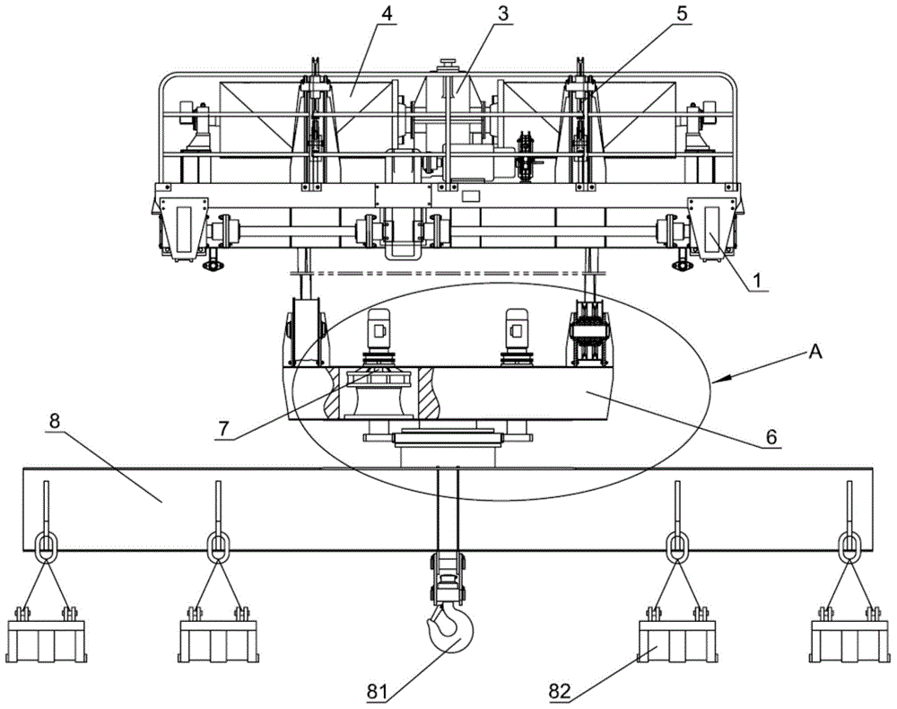 Rotating lifting appliance for crane