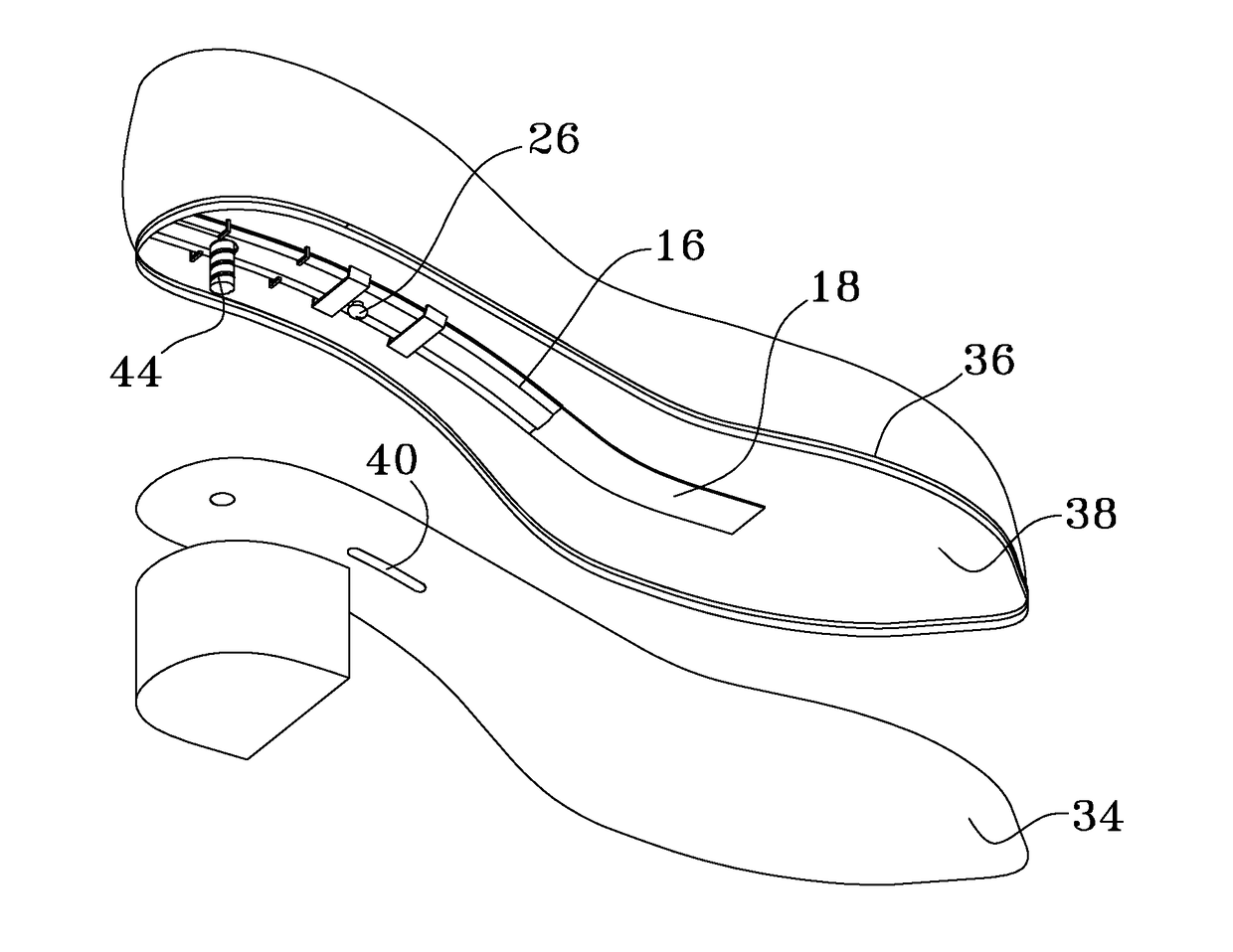 Shoe with a high heel to low heel conversion