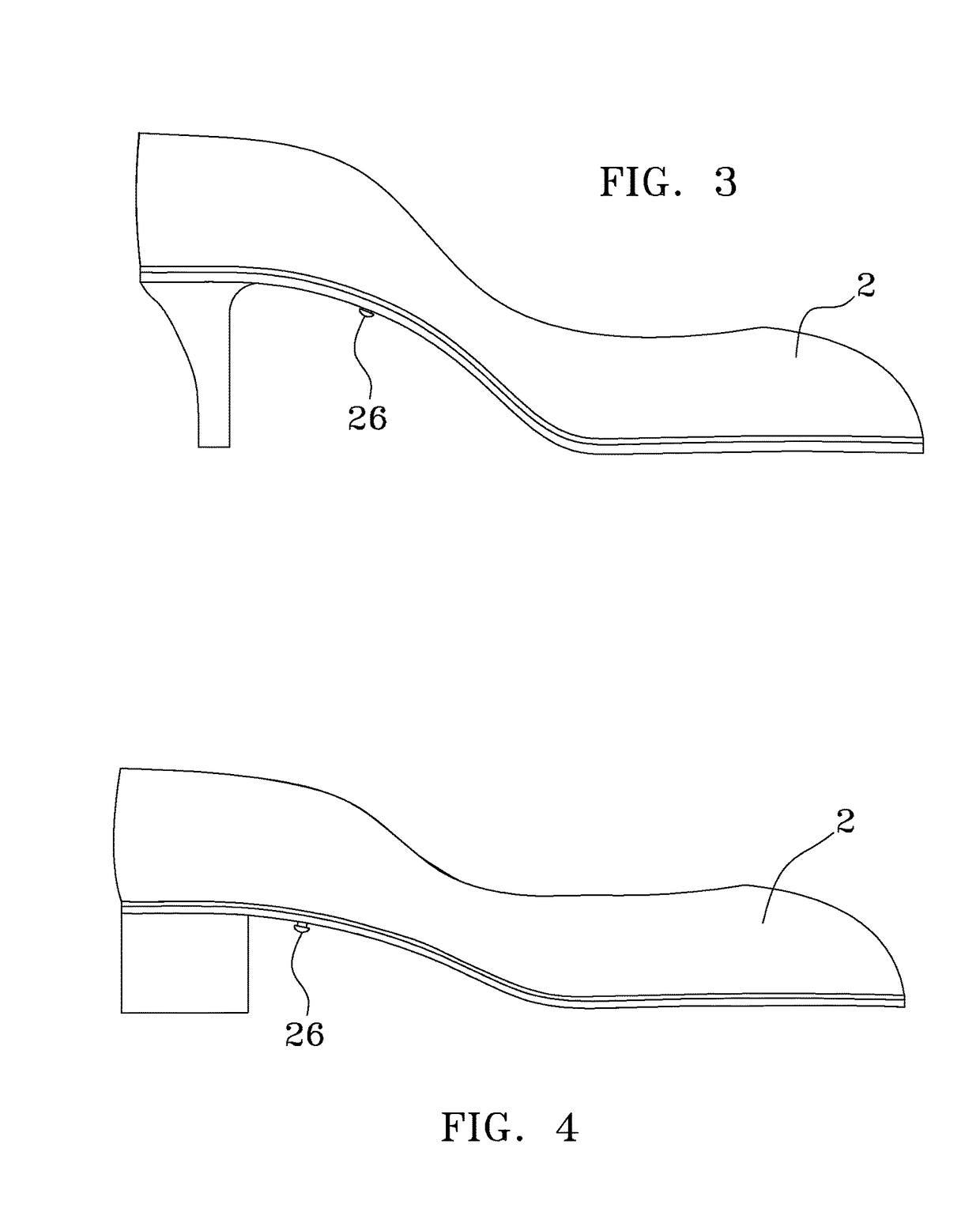 Shoe with a high heel to low heel conversion