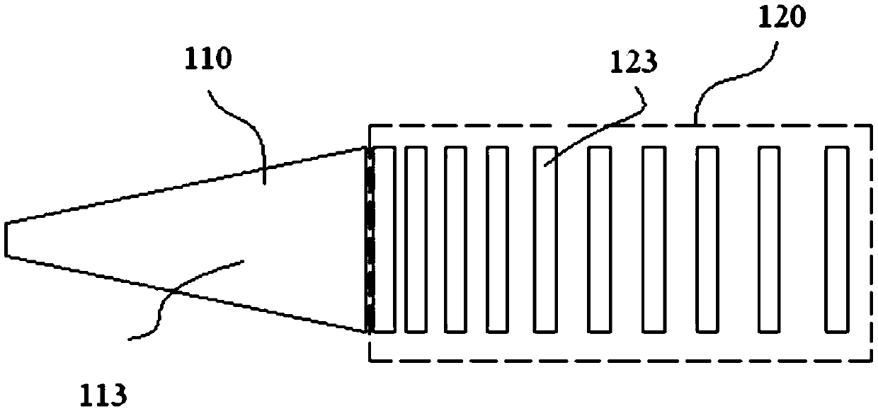 Waveguide core layer, mode spot converter, silicon optical device, and optical communication unit