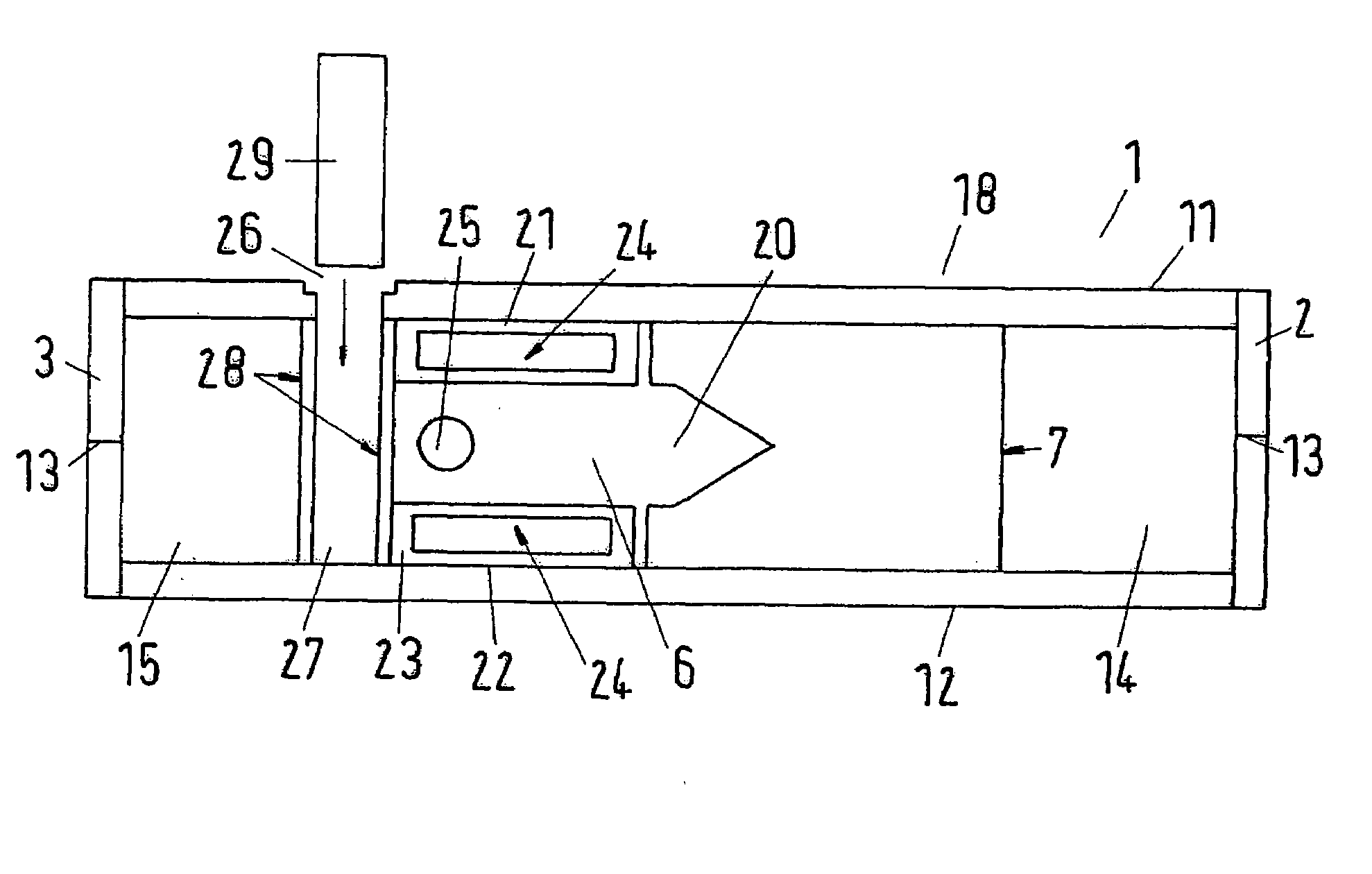Electrical service switching device with an arc blowout device