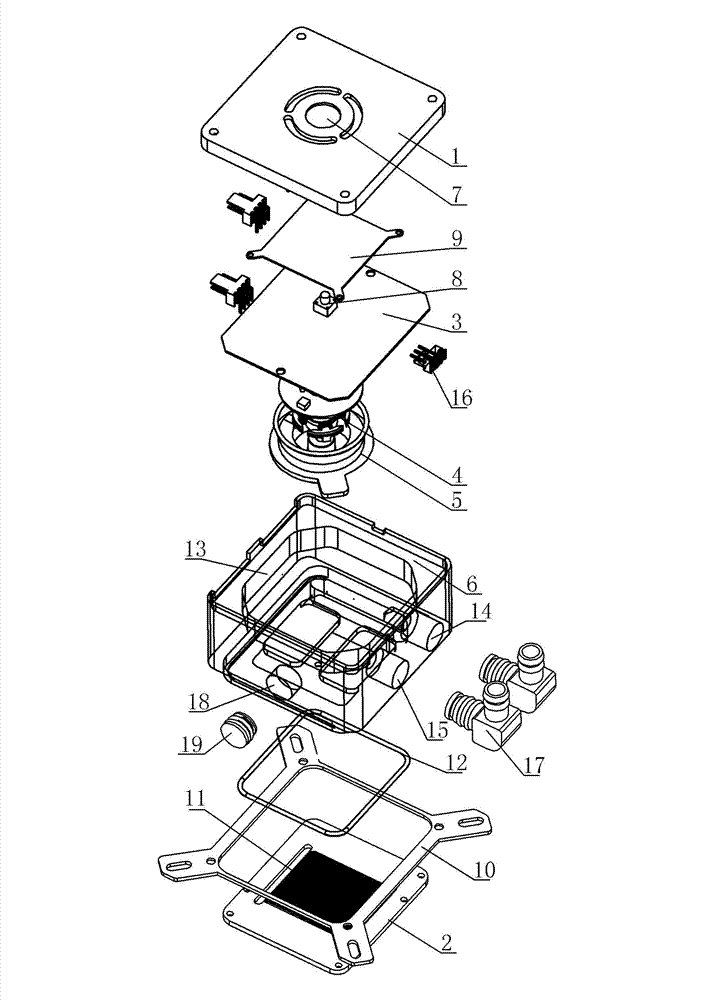 Water pump and cooling head integrated water cooling device