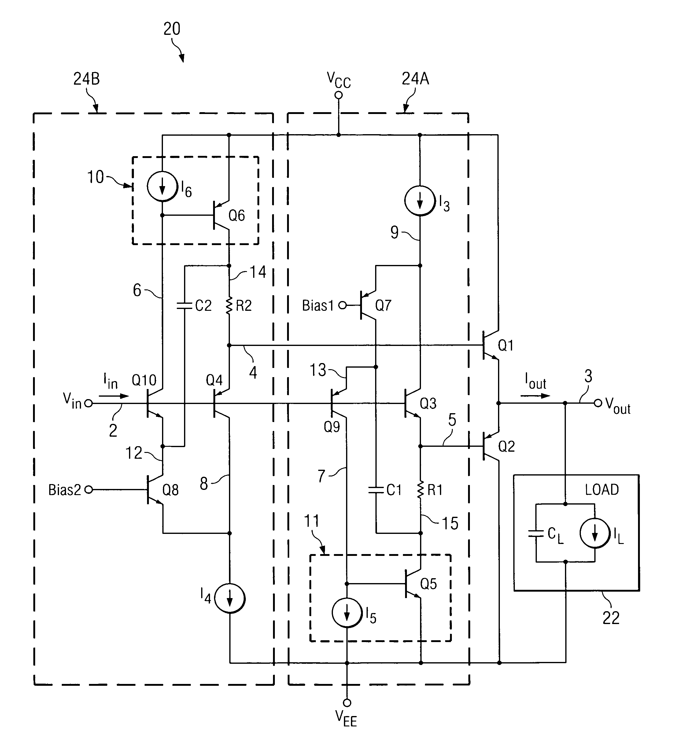 High speed, high current gain voltage buffer and method