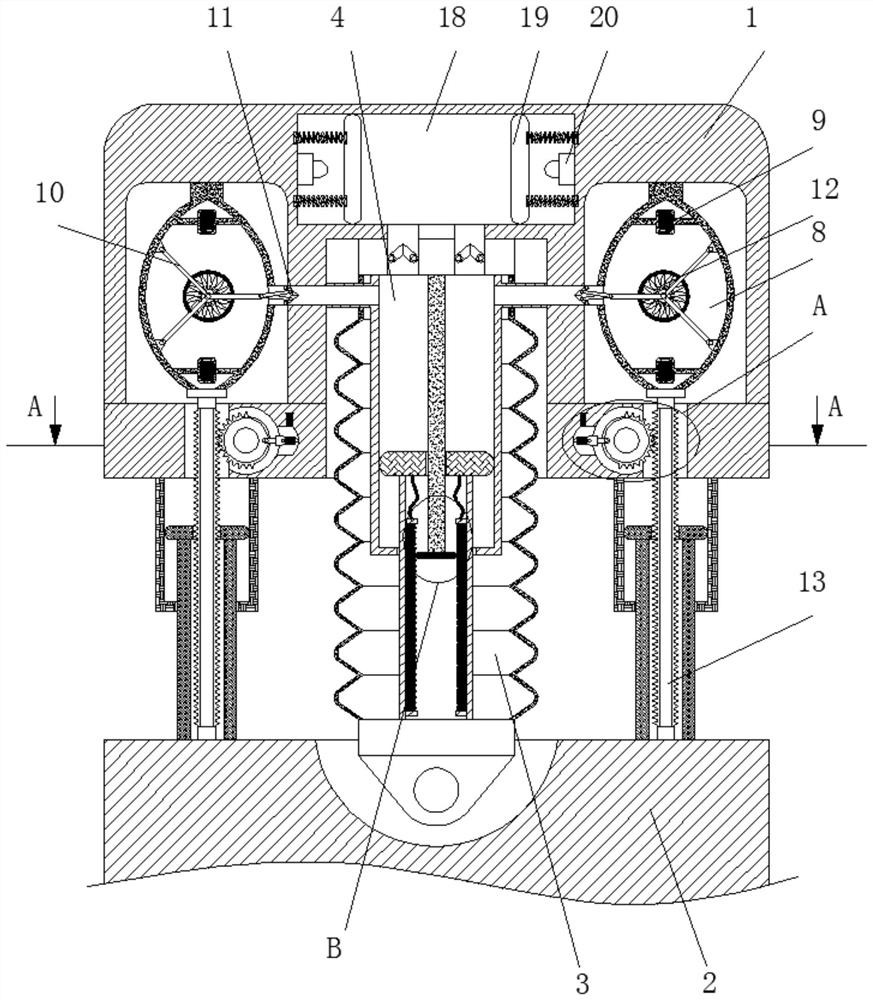 Excavator bucket righting device capable of avoiding transverse impact and achieving automatic righting