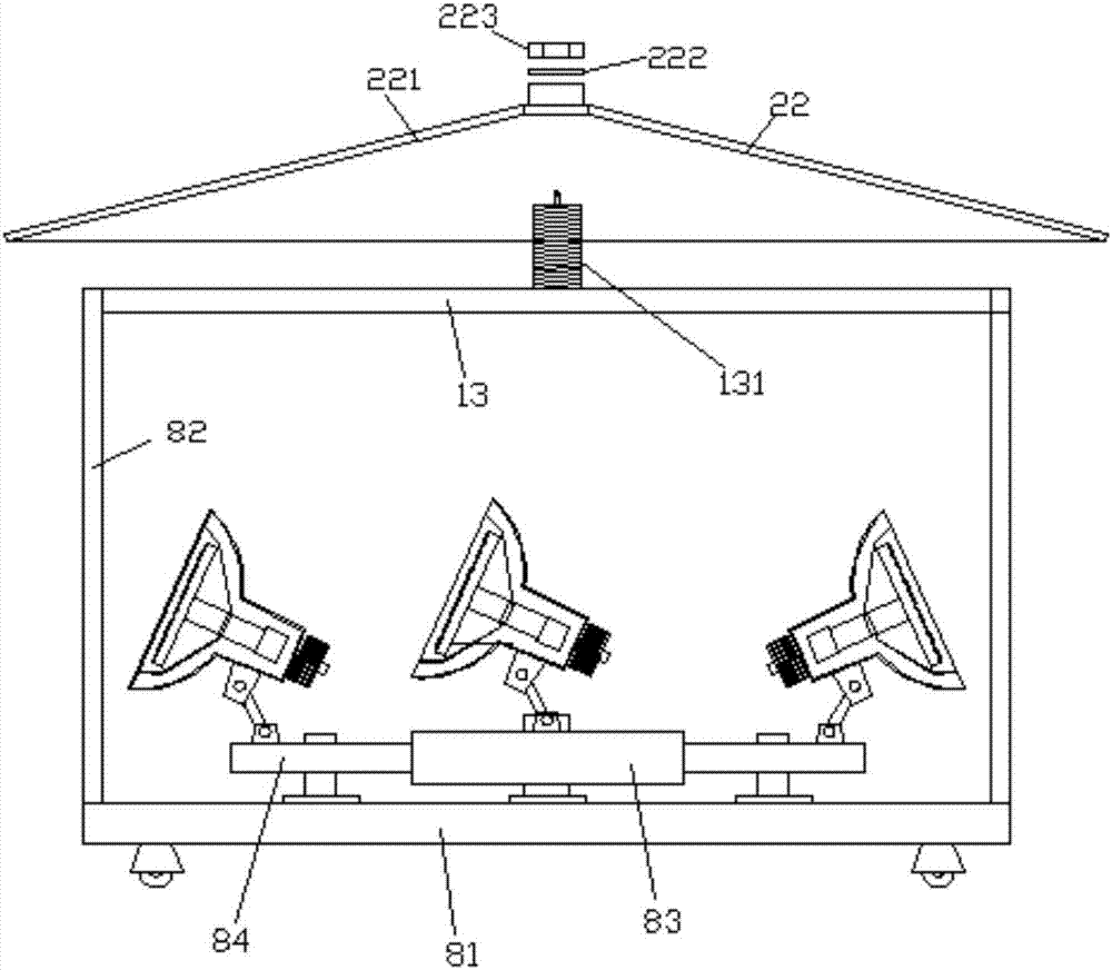 Outdoor stage illuminating lamp drive system capable of protecting against rain