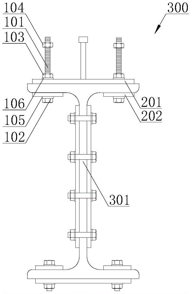 Combined beam connecting structure with welding studs and application thereof