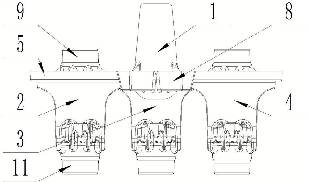 Casting model structure for differential mechanism shell with thick and large flange plate surface