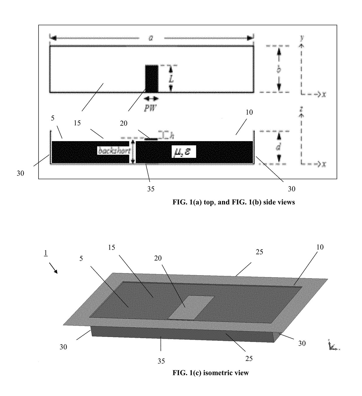 Low-profile, tapered-cavity broadband antennas