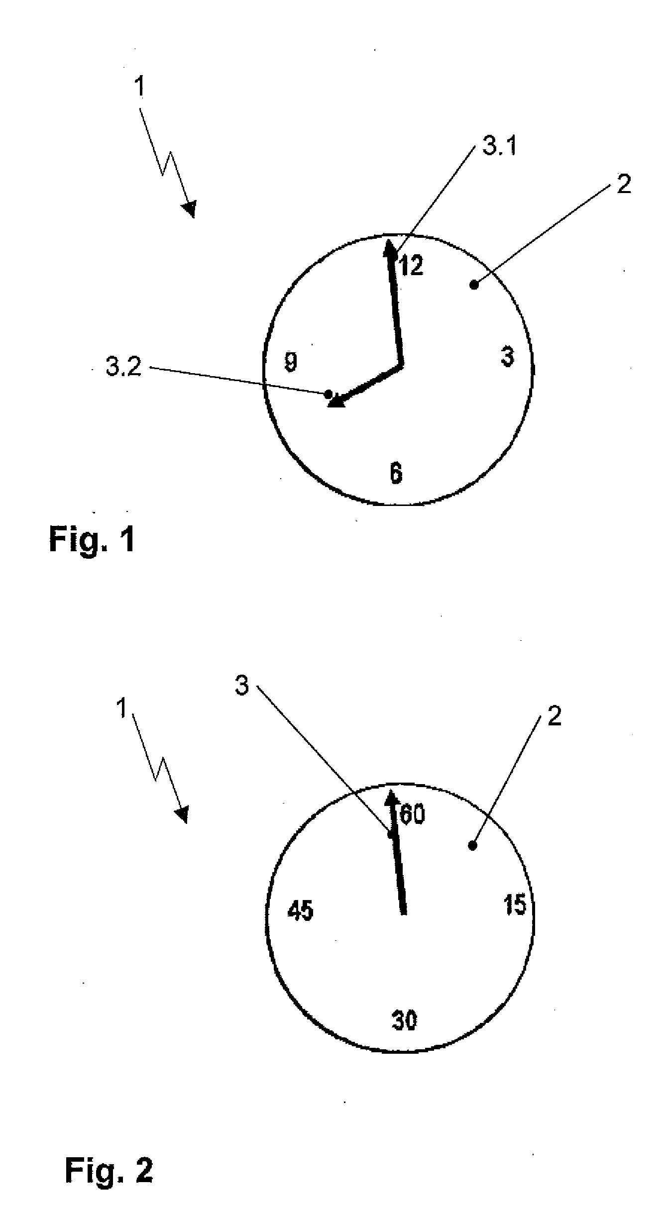Analog time indicating device for an instrument panel of a vehicle