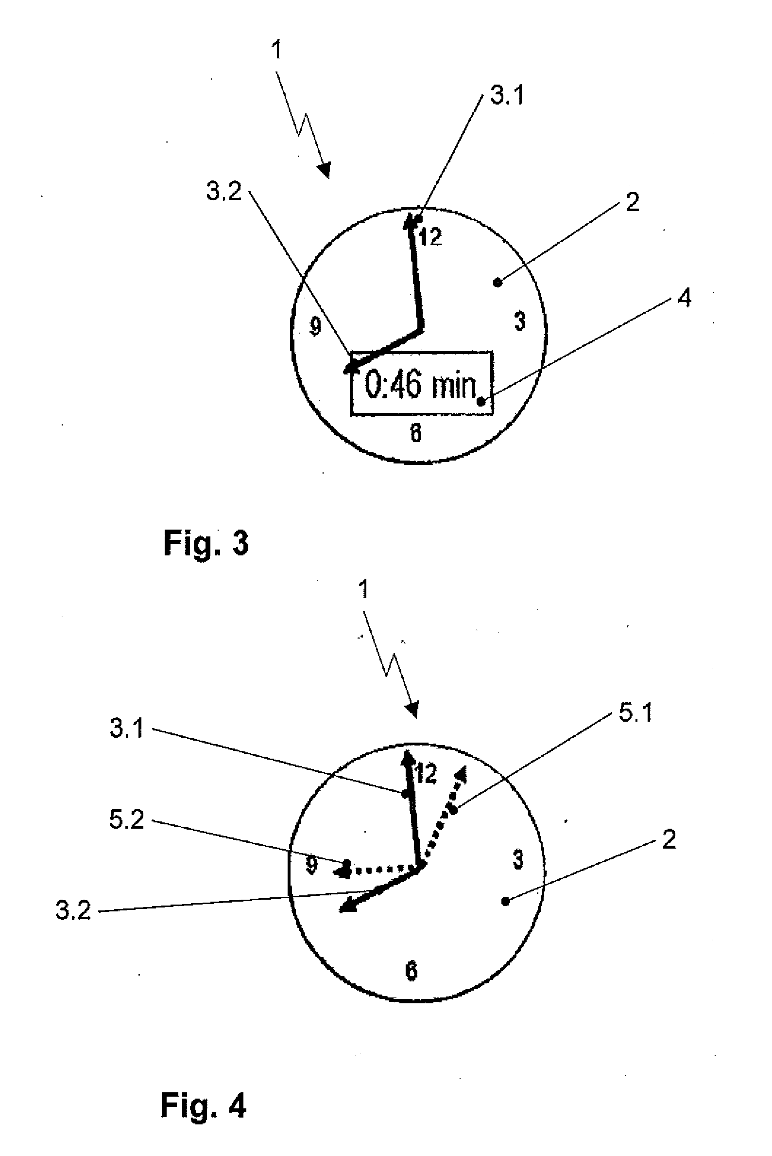 Analog time indicating device for an instrument panel of a vehicle