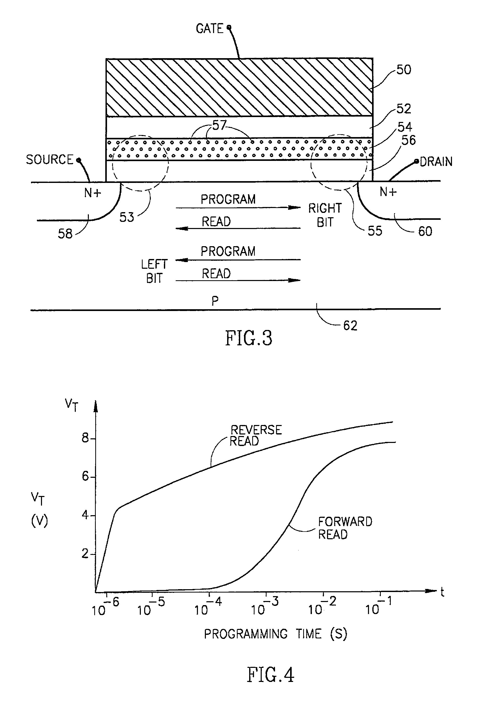 Two bit non-volatile electrically erasable and programmable semiconductor memory cell utilizing asymmetrical charge trapping
