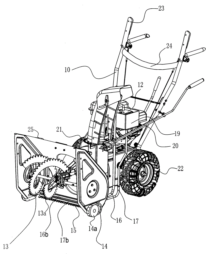 Gasoline two-step wheel self-propelled snow blower