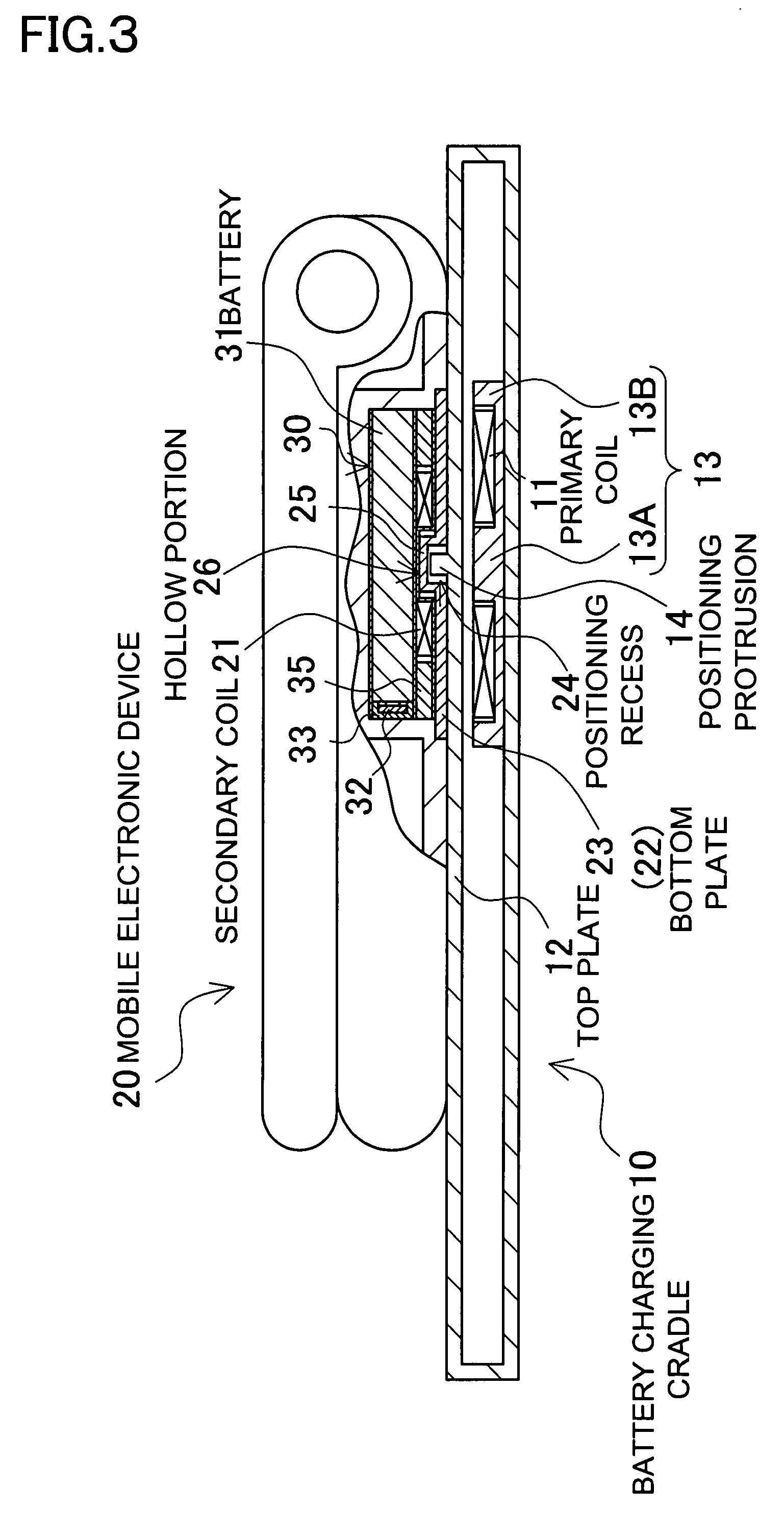 Battery charging cradle and mobile electronic device