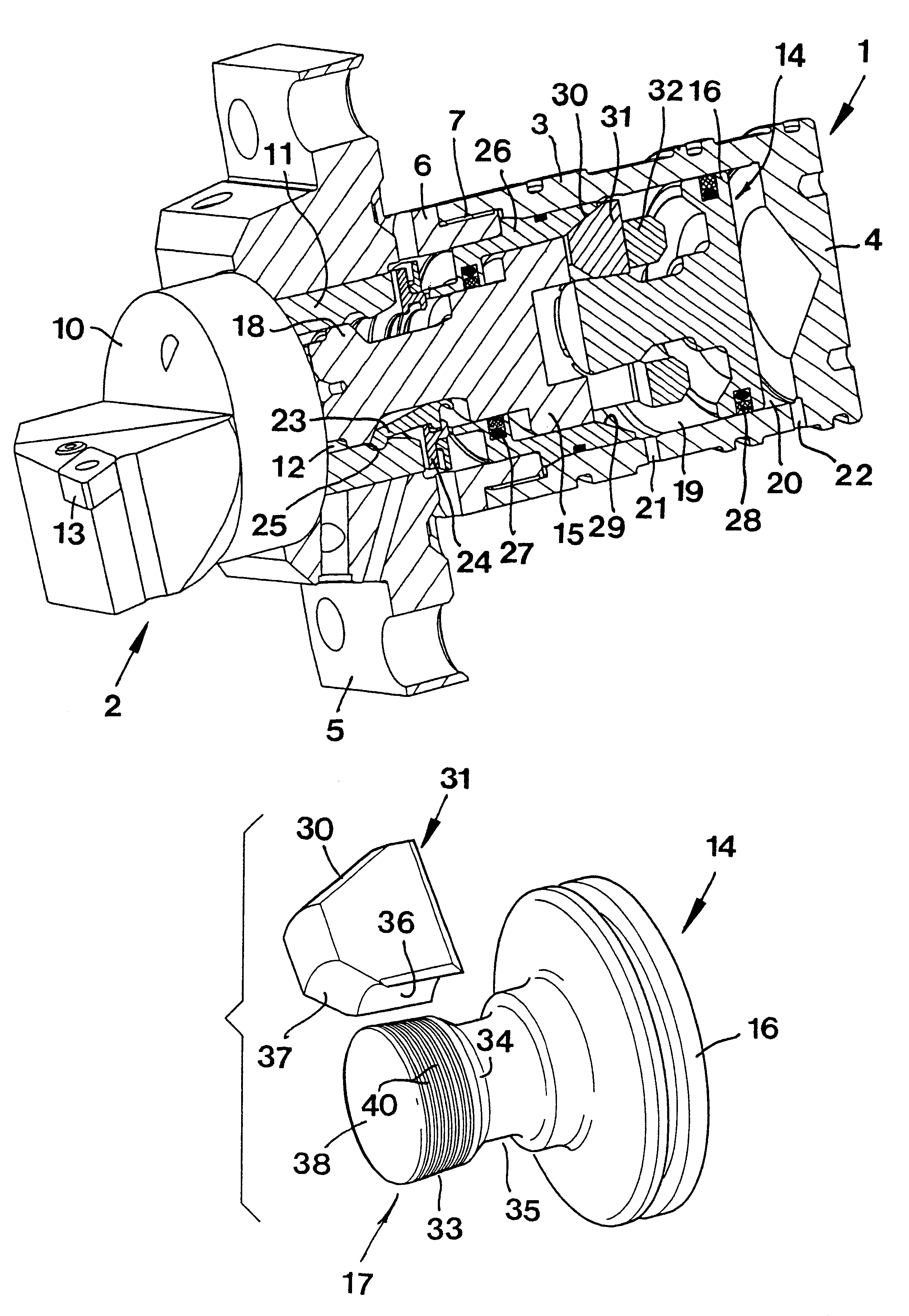 Holder including a hydraulic piston for the detachable assembly of cutting tools