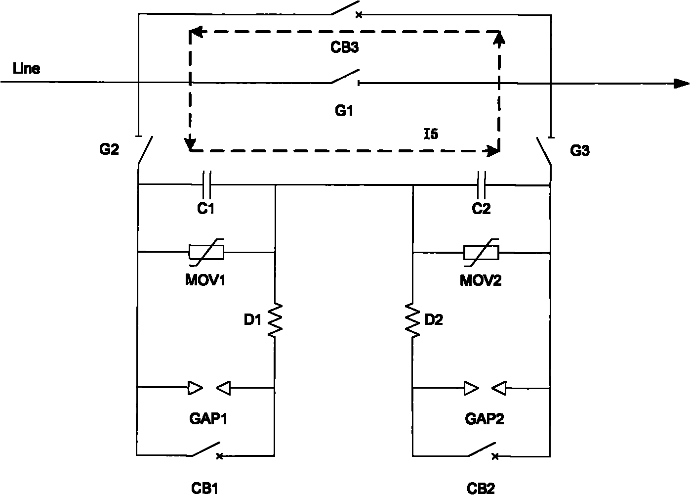 Three-bypass-breaker serial ultra/extra-high voltage subsection series capacitor compensation device
