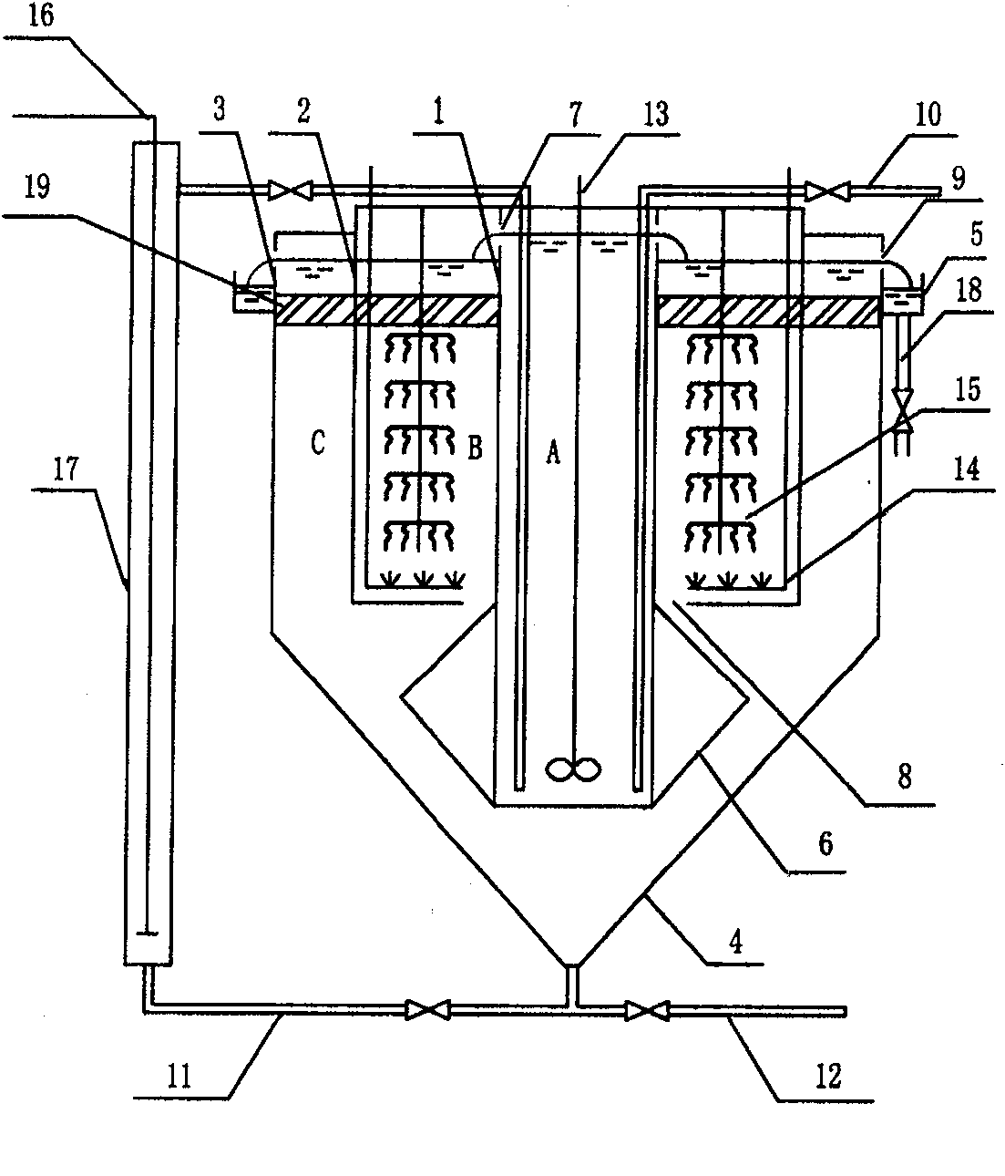 Active sludge-biomembrane compounding integral sewage treating method and apparatus