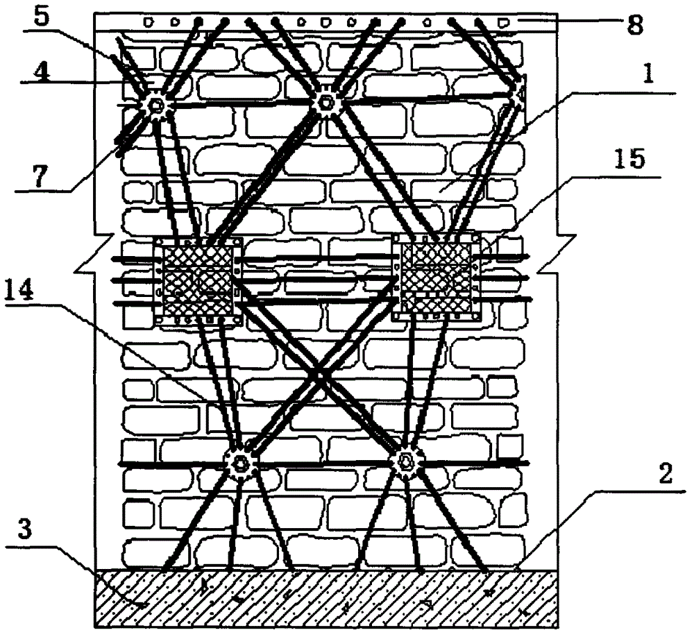 Strengthening method for stone wall body