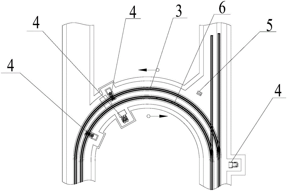 Coal mine car operation bend traction rail system