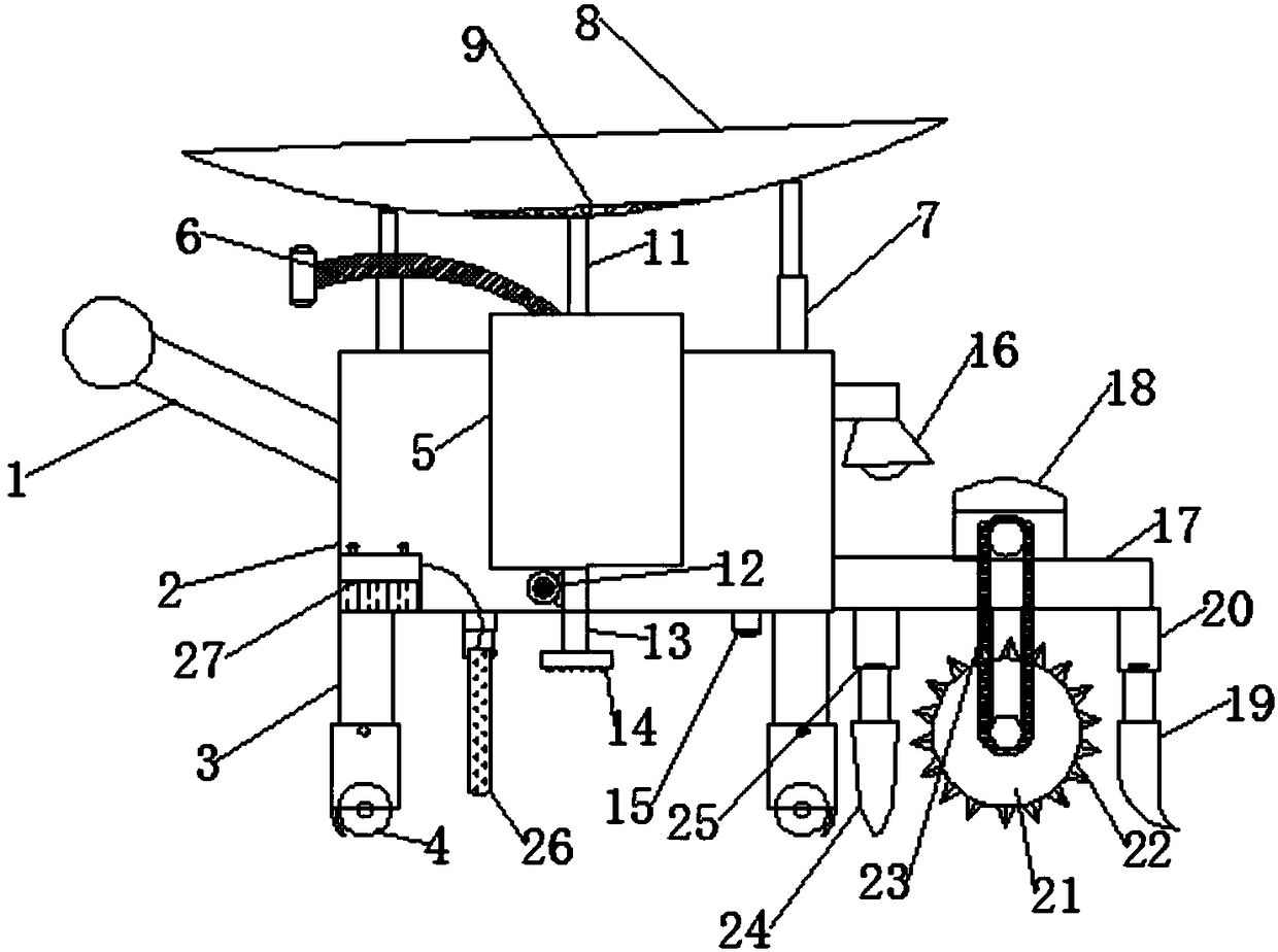 Agricultural efficient plowing and water collecting irrigation device