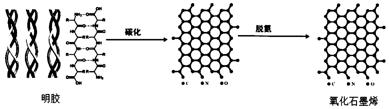 Method for preparing graphene oxide based on gelatin, and application