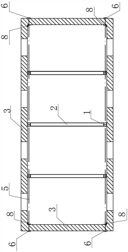 Built-in portal rigid frame structure for reinforcing existing masonry building and construction method of built-in portal rigid frame structure