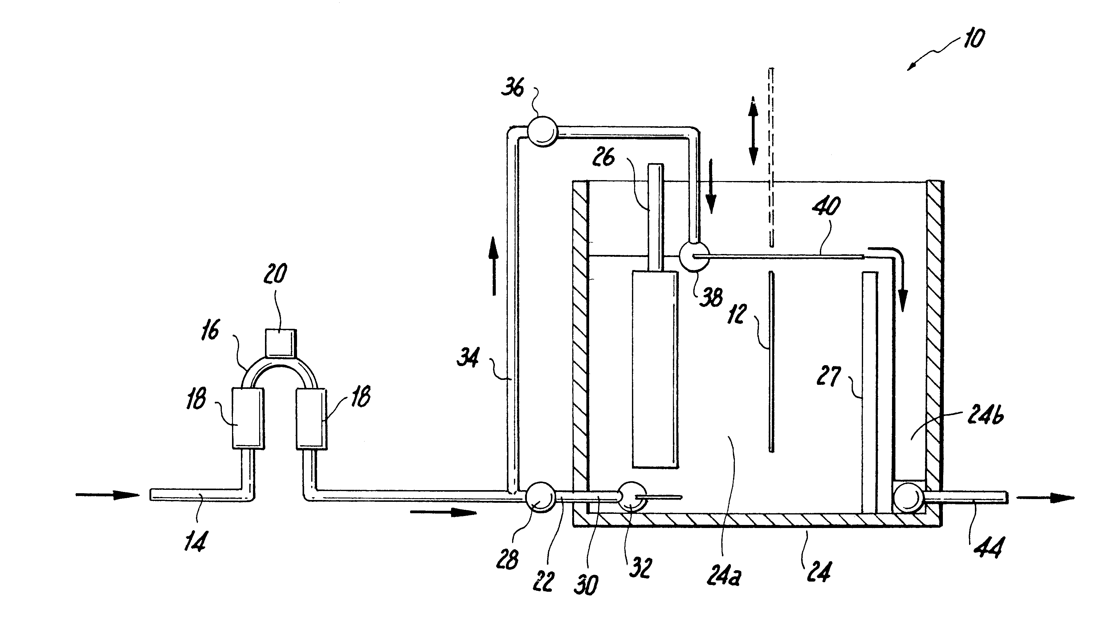Arrangement and method for degassing small-high aspect ratio drilled holes prior to wet chemical processing