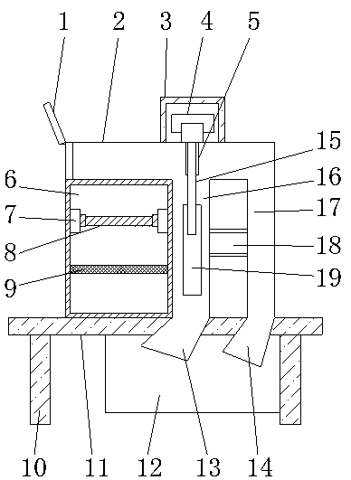 Discharging device of three-dimensional vibrating screen