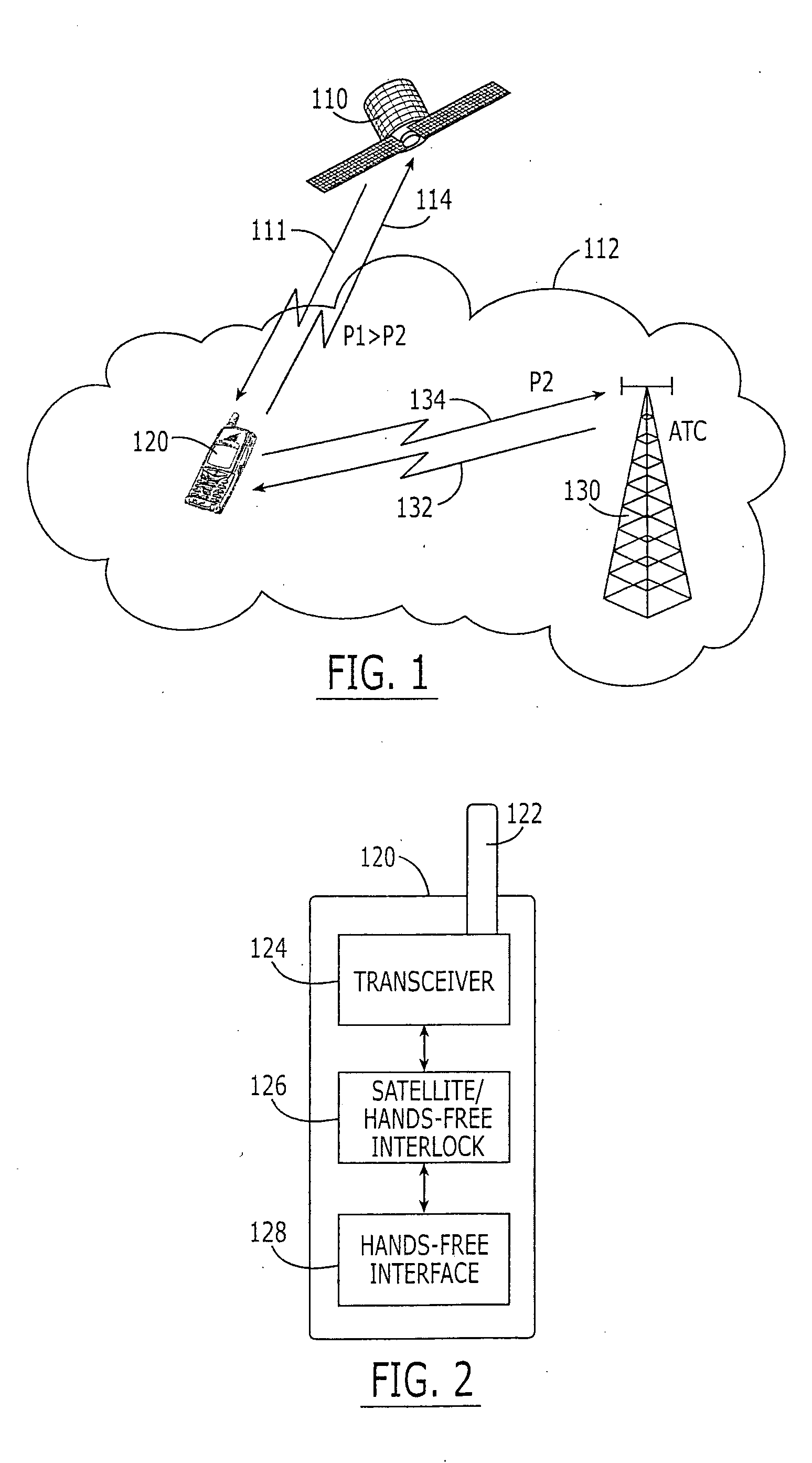 Satellite/hands-free interlock systems and/or companion devices for radioterminals and related methods