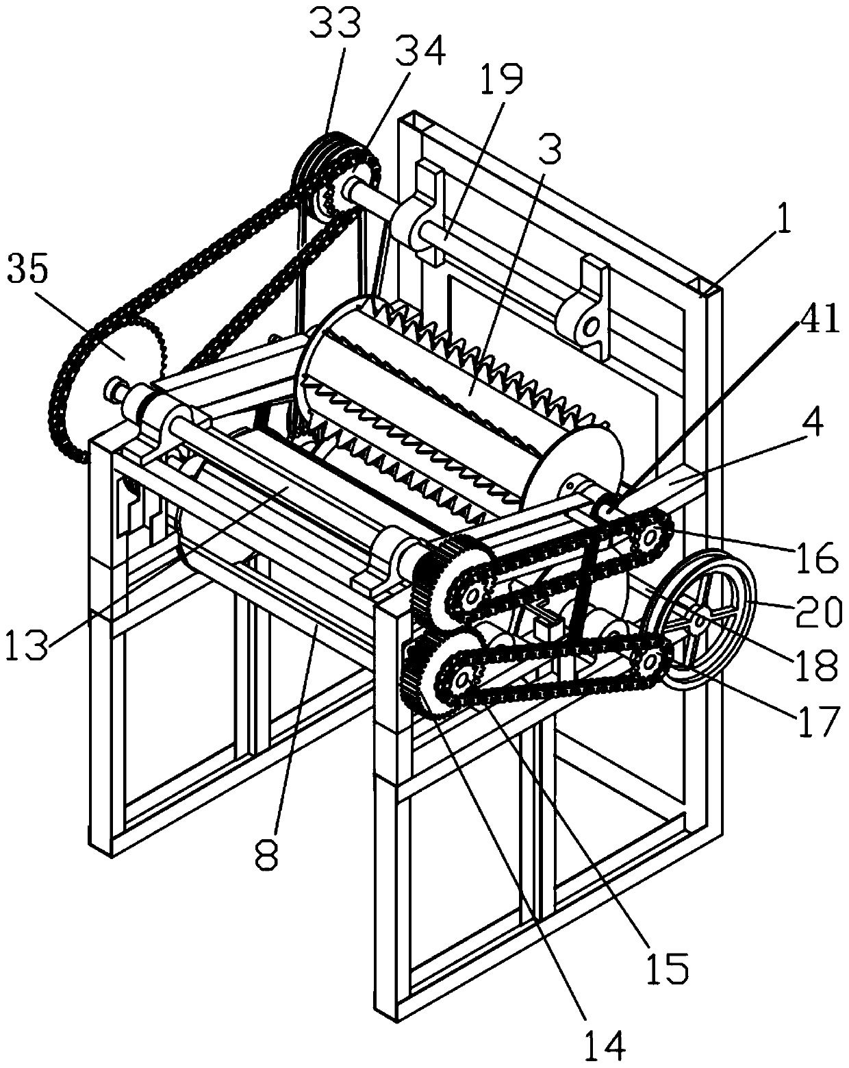 Roller-type feeding and shredding device
