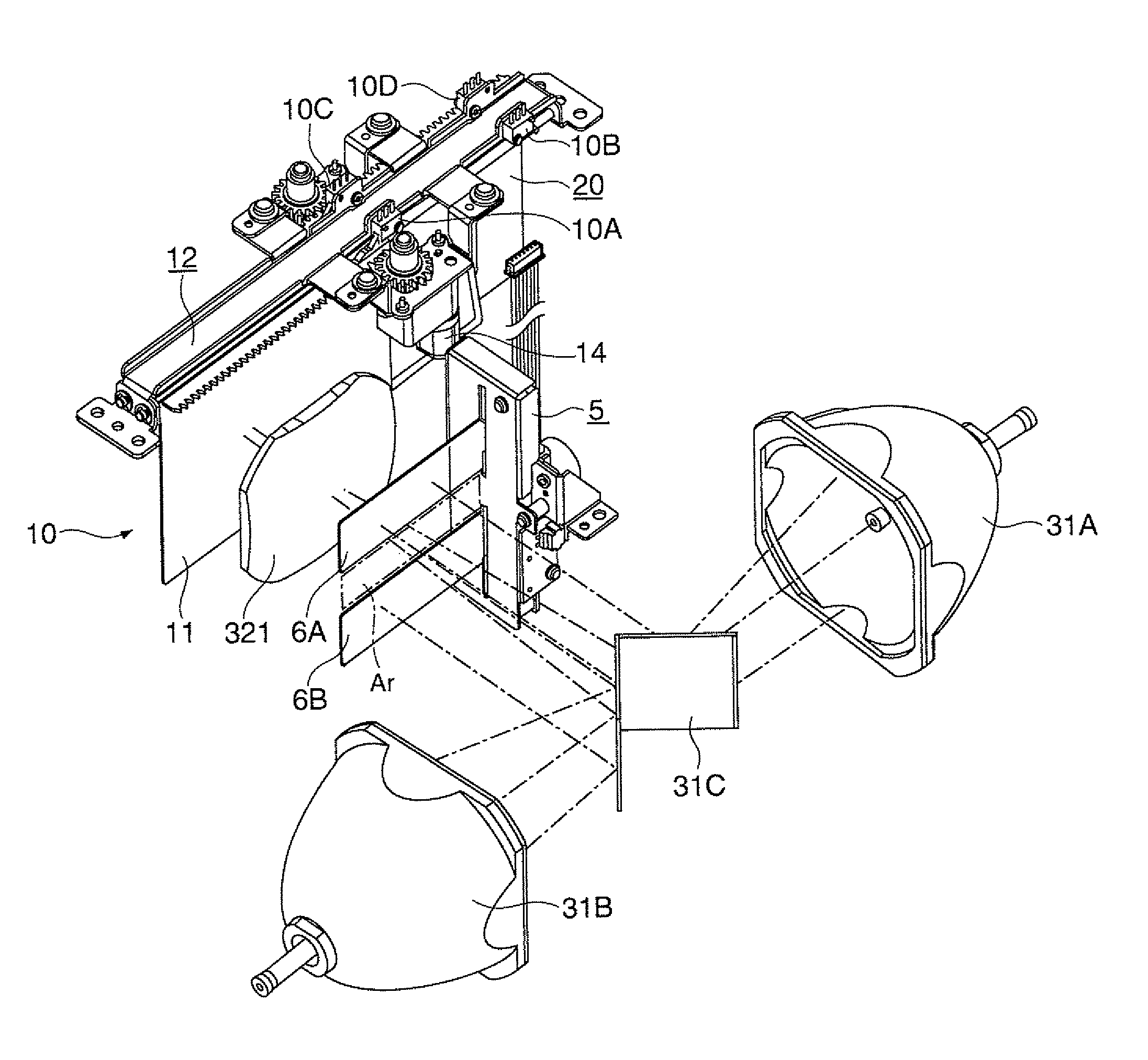 Projector for preventing thermal deterioration of a light shielding member