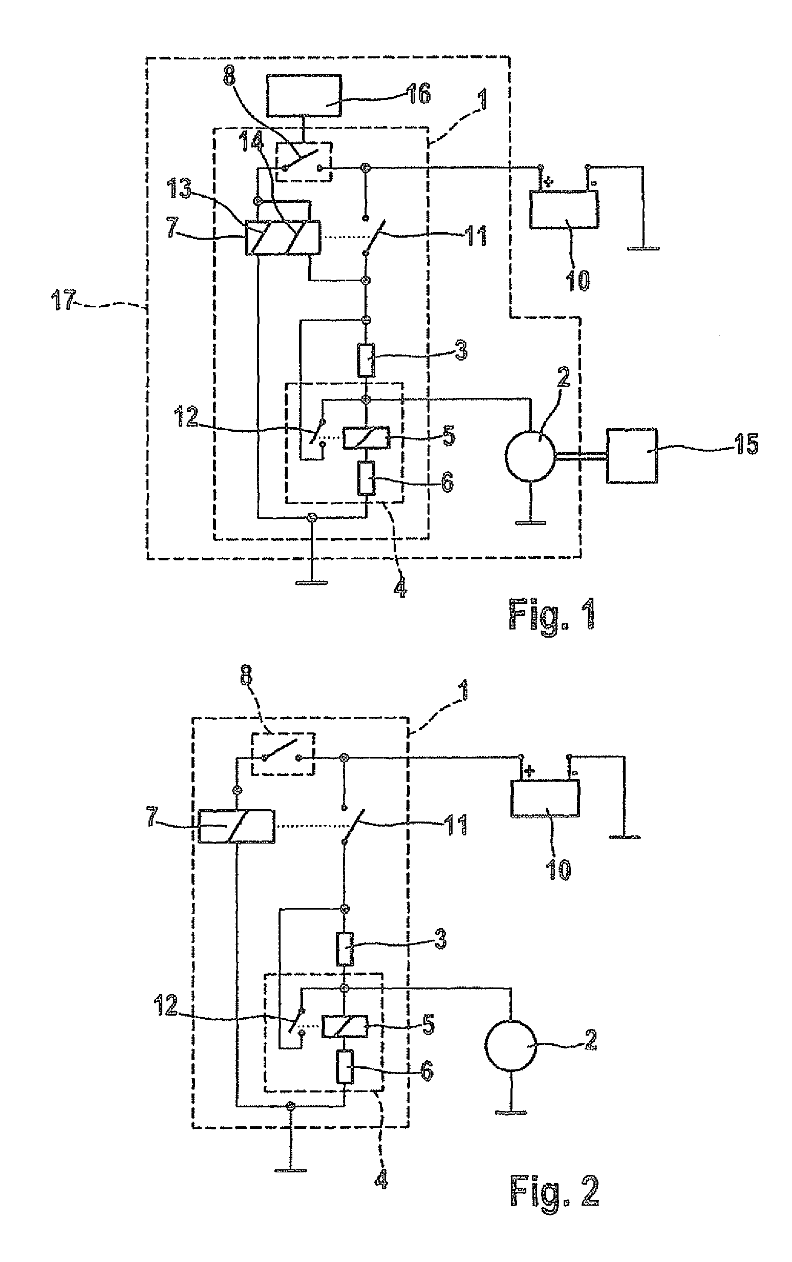 Circuit configuration for a starting device