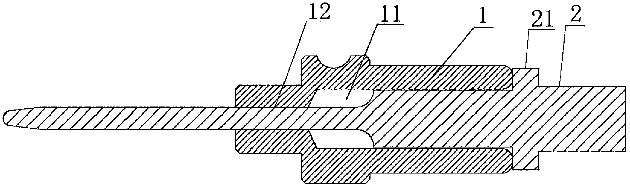 A riveting tooling for riveted circuit boards used in the PCB pressing process