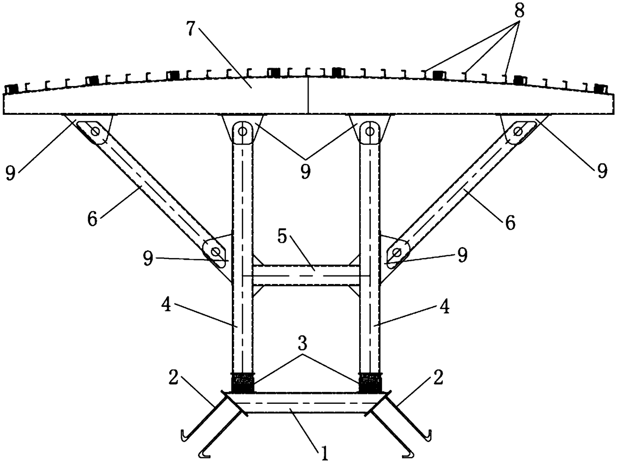 Pi-shaped bracket for construction of Y-shaped pier continuous beam and mounting and construction method thereof