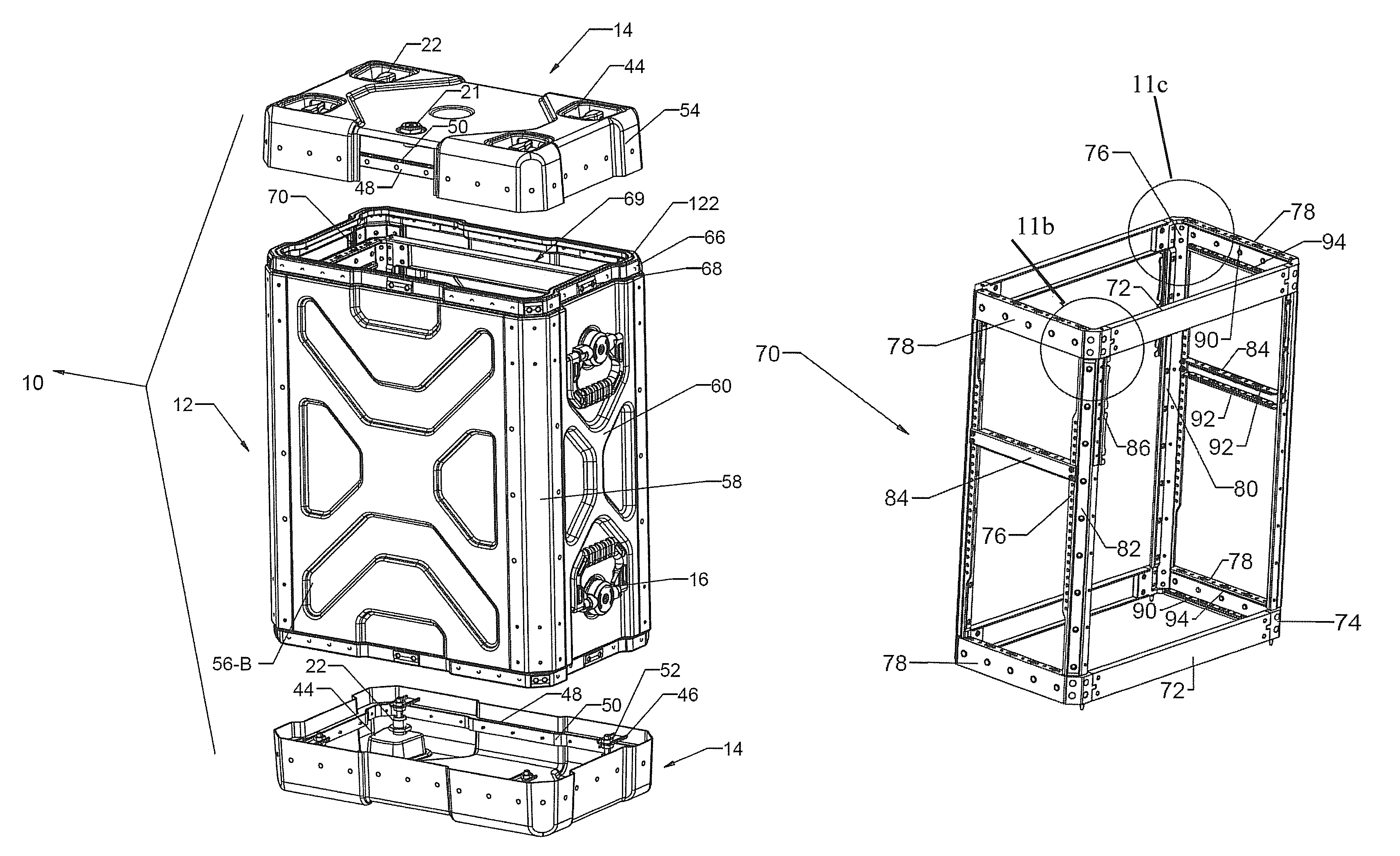 Ruggedized composite rack mount transport case
