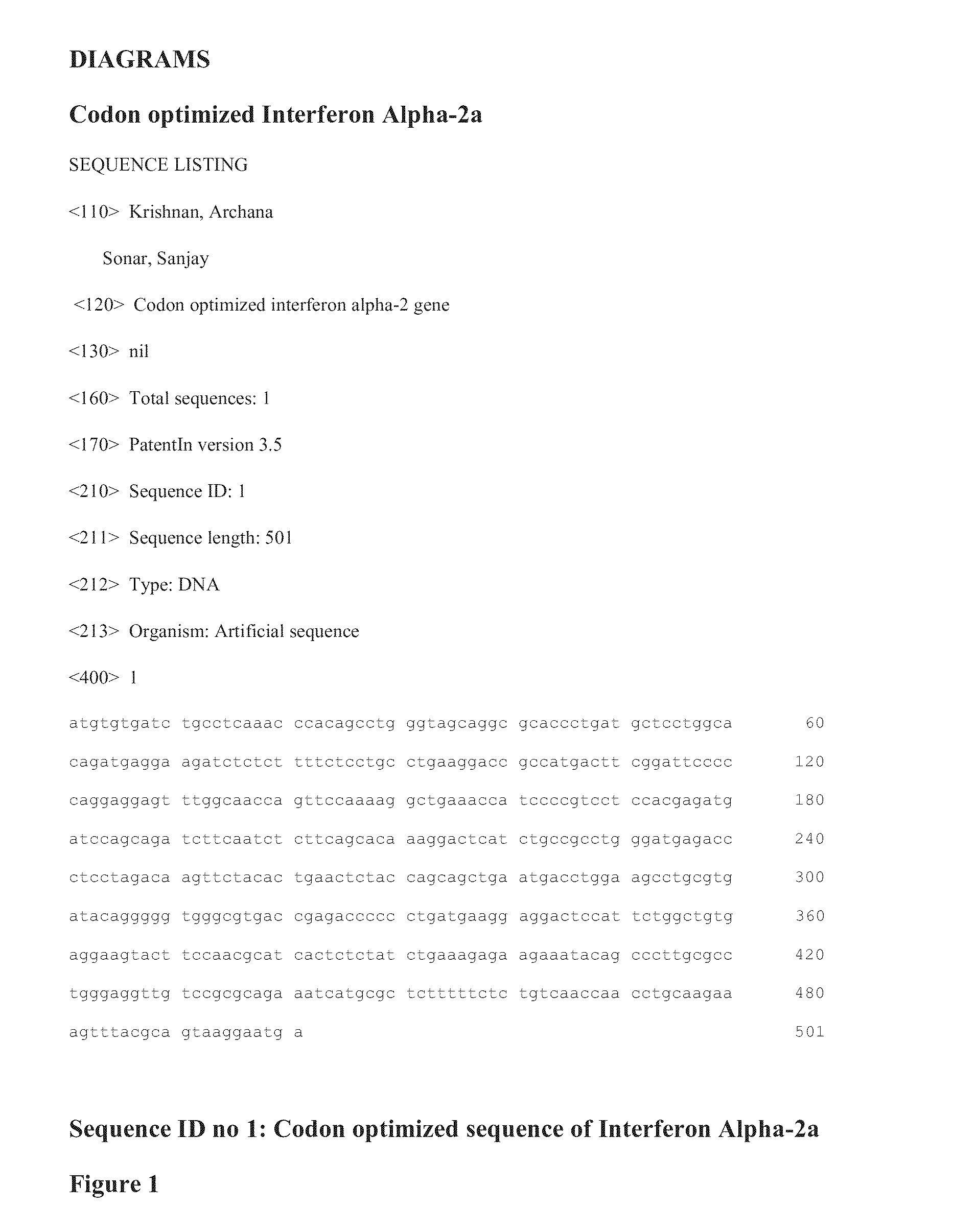 Codon optimized sequence for an antiviral protein