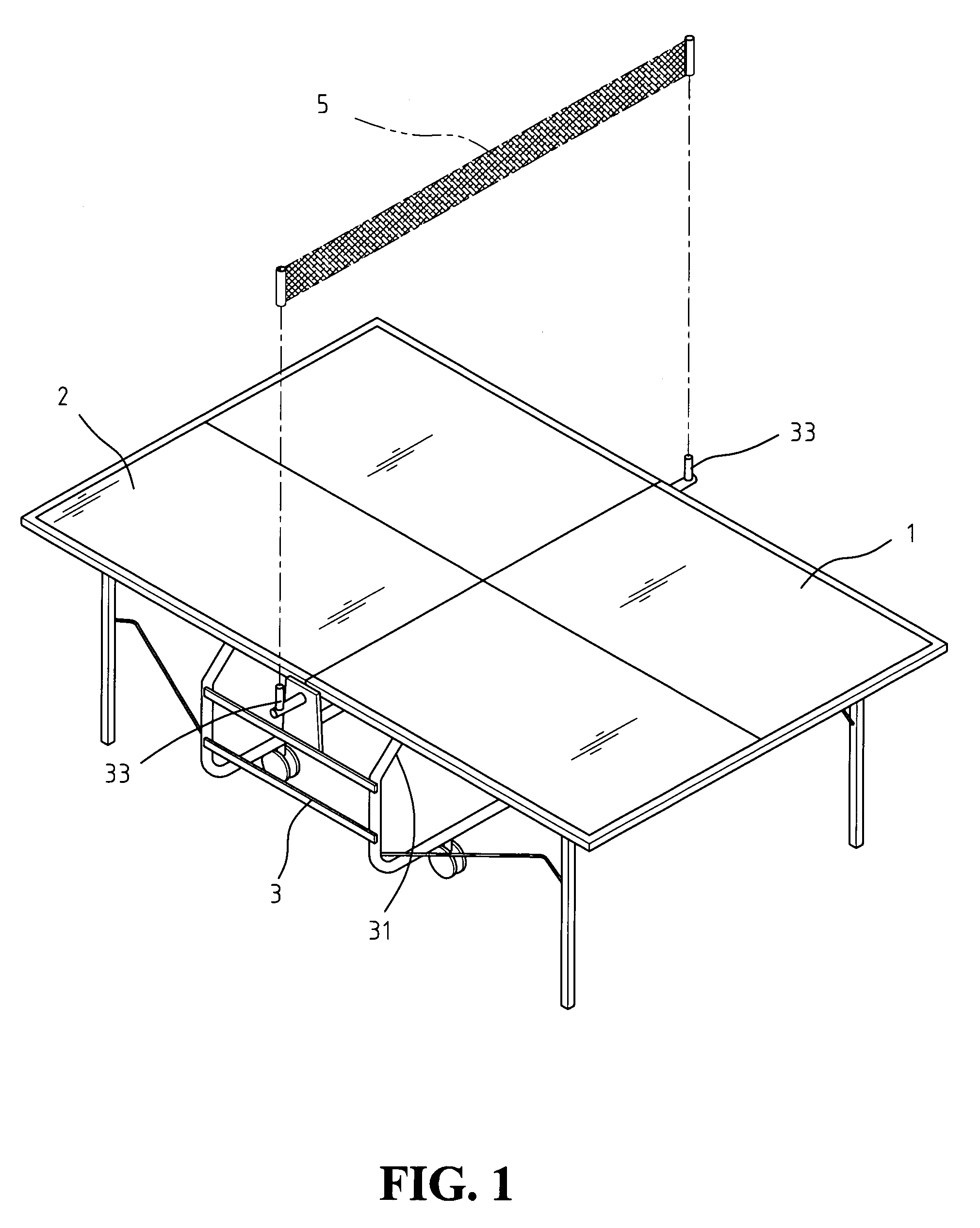 Ping pong table with folding protection mechanism