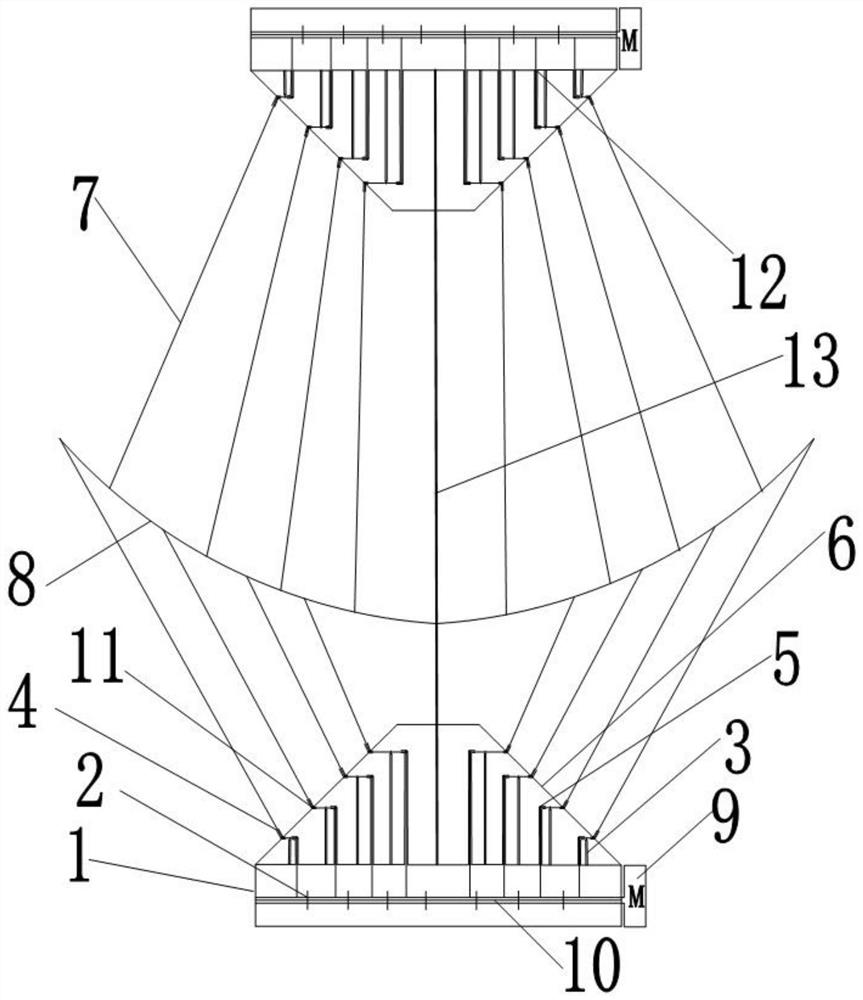 Unfolding mechanism of stay wire type umbrella-shaped antenna