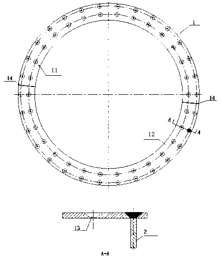 Annular embedded part structure of nuclear power station dry protection equipment and mounting method