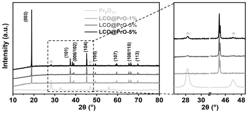 Preparation method of praseodymium oxide particle modified lithium ion battery positive electrode material