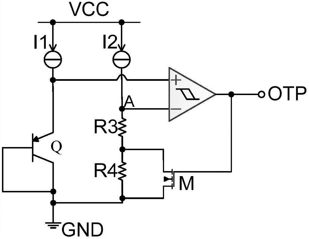 dc‑dc converter with linear overtemperature protection circuit