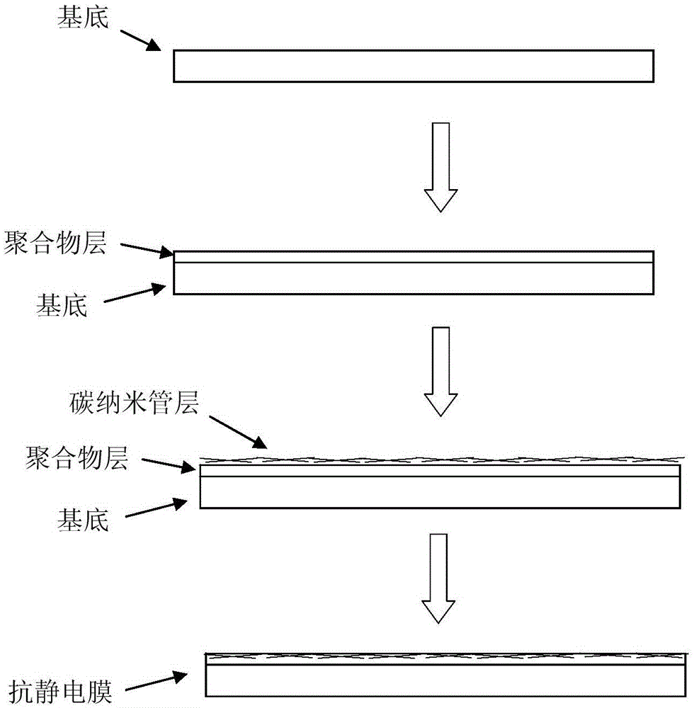 Carbon nano tube antistatic film and preparation method thereof