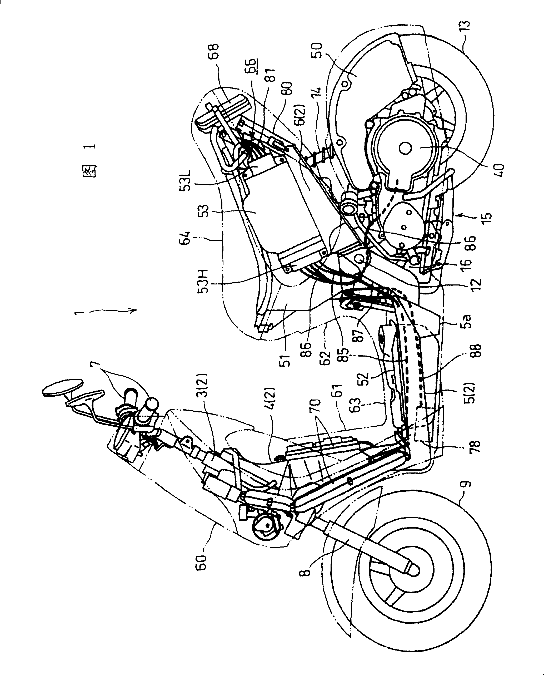 The wiring harness structure of electric motorcycle