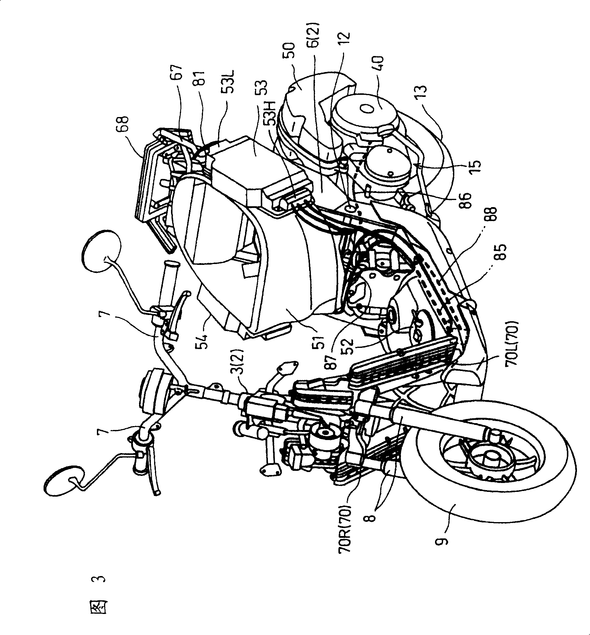 The wiring harness structure of electric motorcycle