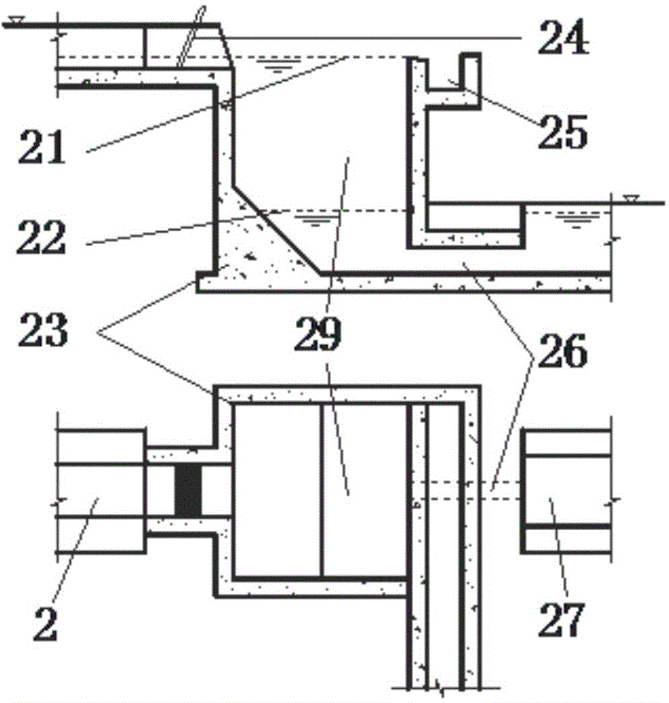 Blocking and controlling system for non-point source pollution in middle water network zone and construction method thereof