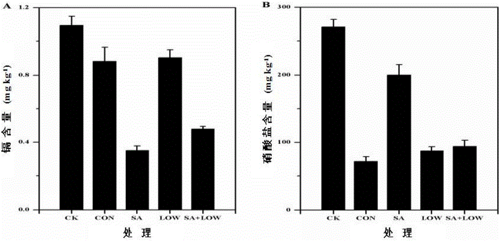 Remediation method for cadmium-nitrate combined pollution of facility agriculture soil
