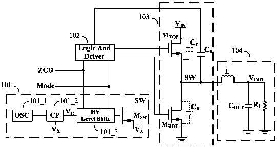 Buck type dc/dc converter circuit with anti-ringing block circuit