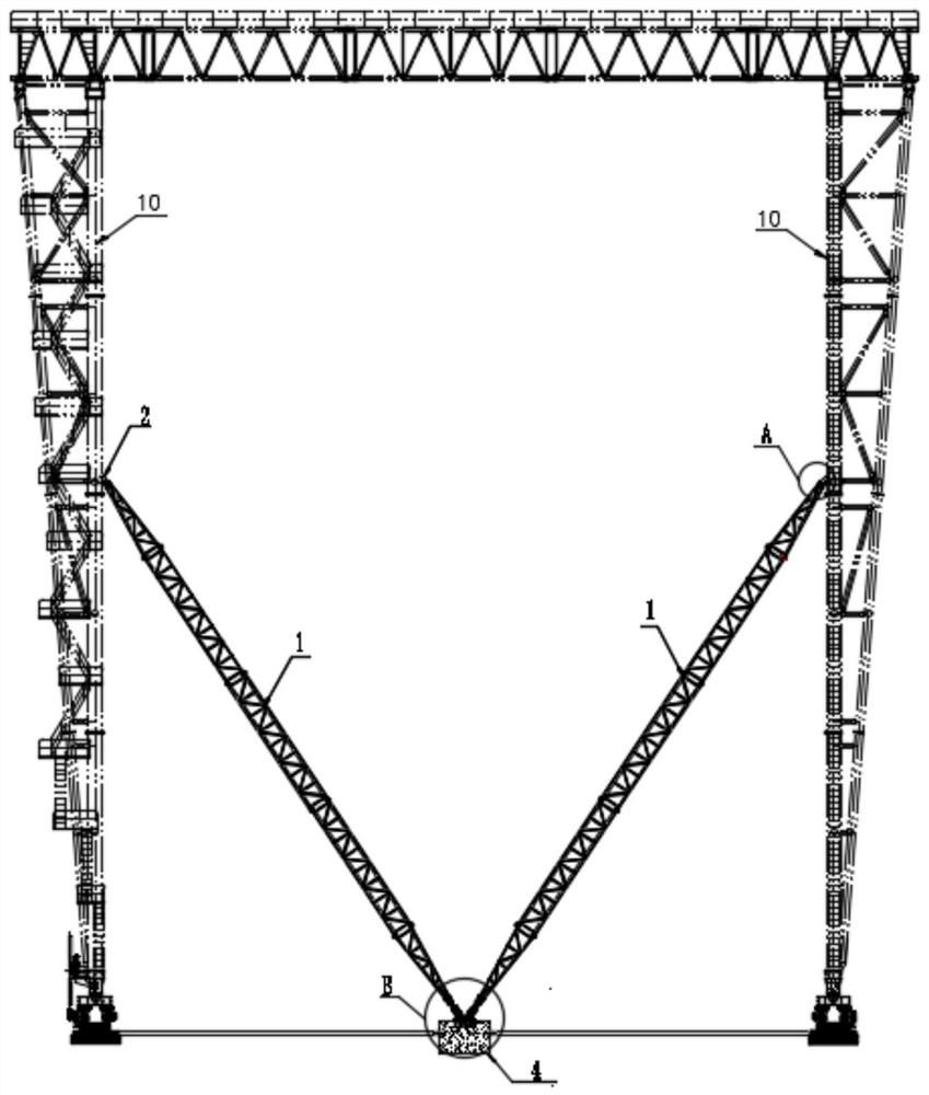 Method for assembling and disassembling portal crane and auxiliary supporting structure