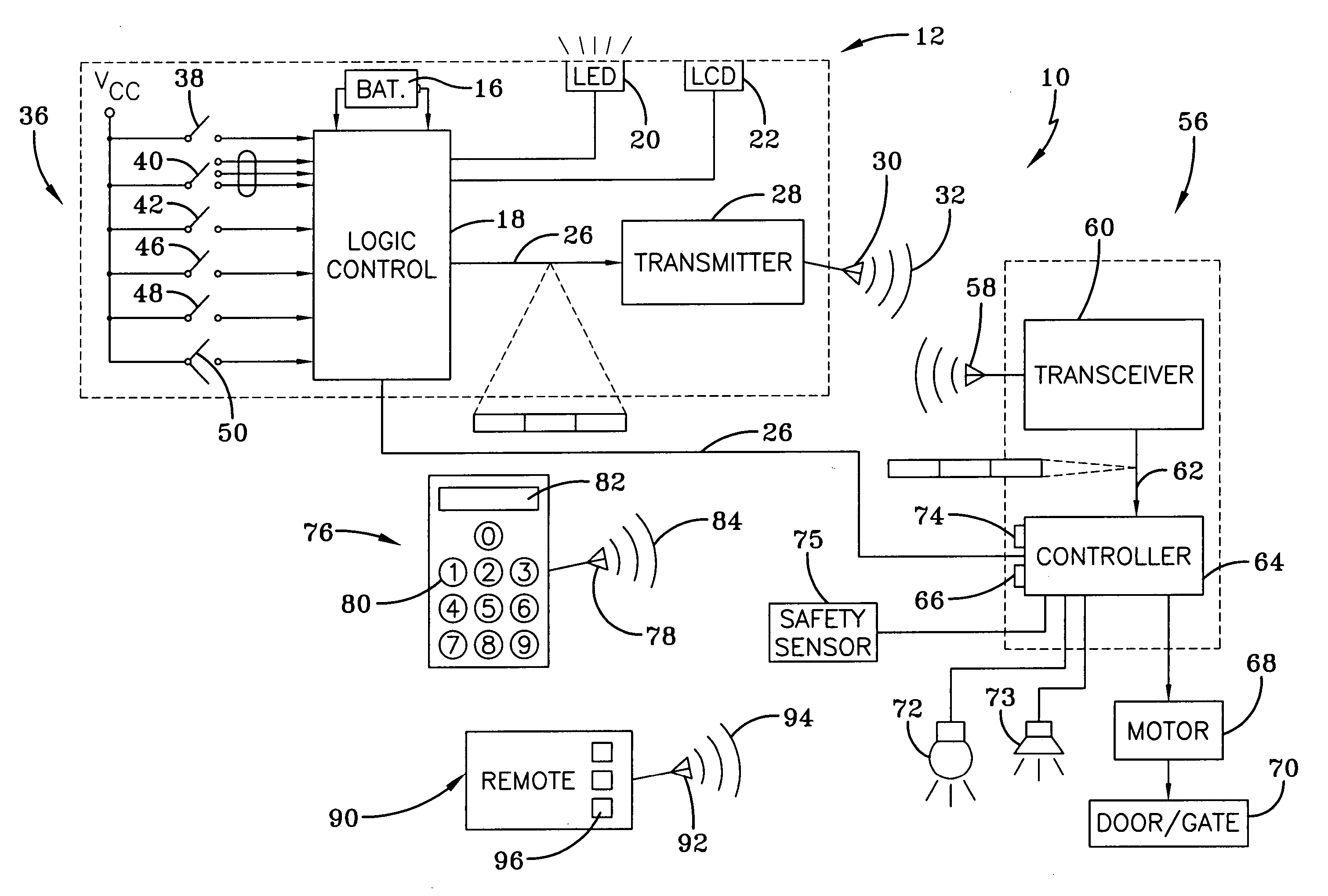 Operating system utilizing a selectively concealed multi-function wall station transmitter with an auto-close function for a motorized barrier operator
