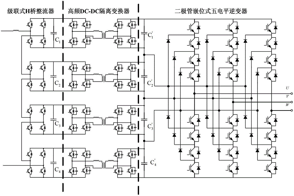 Large-power multilevel converter based on high-frequency isolation transformer